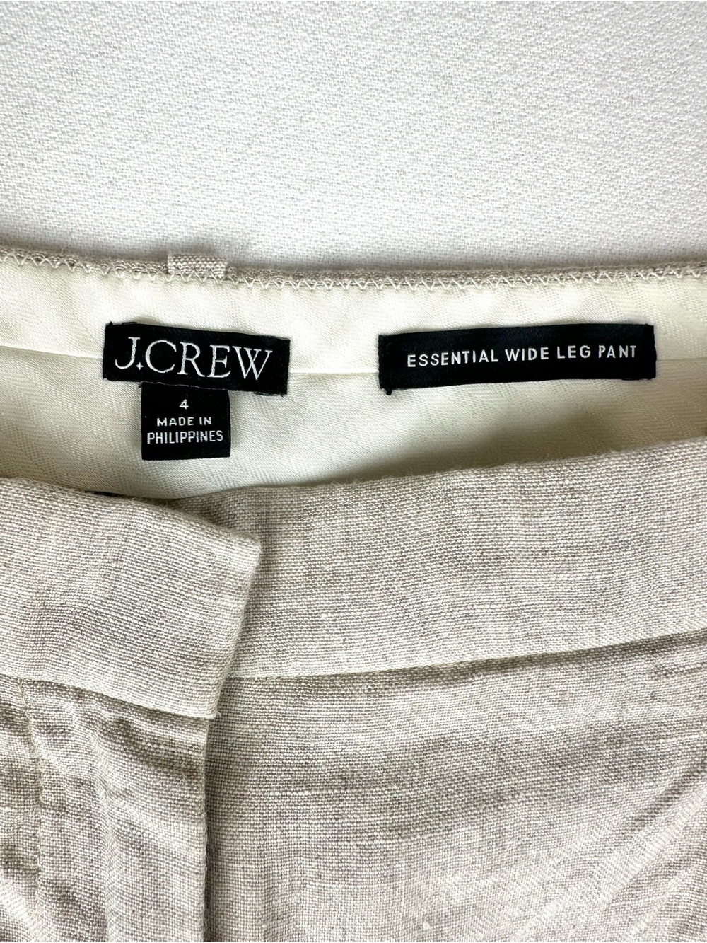J Crew Linen Essential Wide Leg Pant Trouser Office Neutral Office Career - Picture 5 of 12